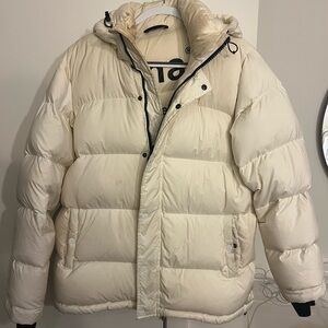 White Womens Aritzia SuperPuff Size Large. Is slightly stained but can come out